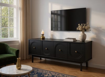 Meubel Square - TV-meubel Berguno - Mat Zwart - 154 cm - Kast