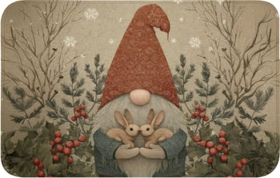 Badmat 80x50 cm - Antislip - Kerstgnome - Konijntjes - Kleurrijk - Badmatten voor badkamer - Badkamermat - Douchemat - Badkamer mat