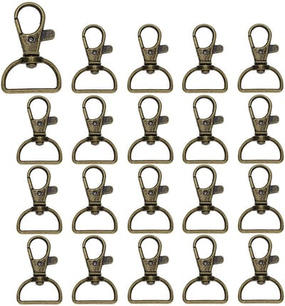 Dailygoods- Karabijnhaak - 20 Stuks - Kleine Sleutelhanger - Draaibare D-ring - Draaisluitingen - Zinklegering - Brons