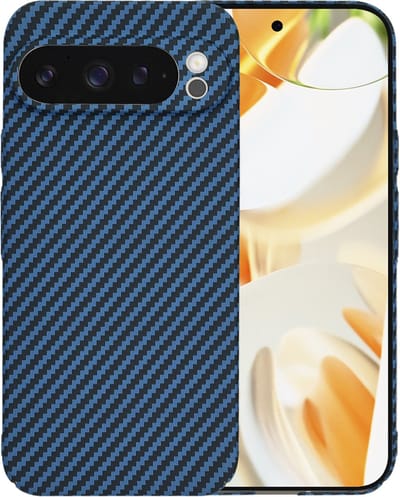 Hoesje geschikt voor Google Pixel 9 Pro - Techsuit Carbonite FiberShell Carbon Back Cover - Blauw