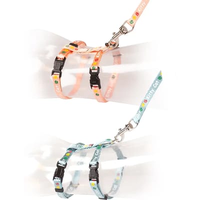 Duvoplus - Uitlaatriem Voor Dieren - Kat - Kitten Wandelset Kitty Cat 15-25cm / 8mm-125cm Gemengde Kleuren - 1st