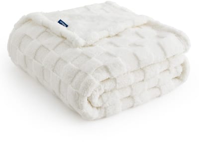 Dailygoody - Knuffeldeken - Pluizige fleecedeken - Warmte en gezelligheid - Wit - Geruite deken - Perfect voor bank en bed - 150 x 200 cm