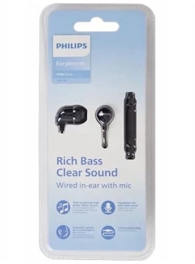 Philips TAE1146 In-Ear oordopjes met microfoon - 3.5mm Jack aansluiting - Rich Bass Clear Sound - Zwart