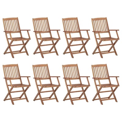 vidaXL - Inklapbare - stoelen - 8 - st - met - kussens - massief - acaciahout