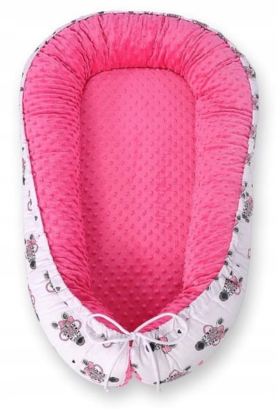 Bobono Baby Gniazdko Minky Zebr Roze - 95x55cm