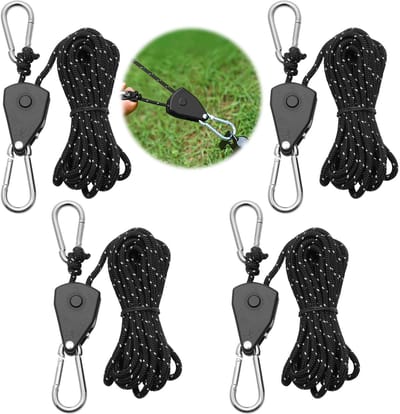 Unyqoos® Verstelbare Reflecterende Scheerlijnen met Kabelspanner voor Outdoor Gebruik - 4 Stuks van 4 Meter met Haak