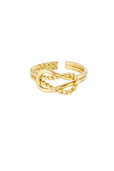 Ring gelinkt - Yehwang - Ring - One size - Stainless Steel (verkleurt niet!) - Goudkleurig