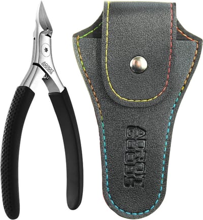 AdroitGoods 25° Precisie Nagelknipper – Professionele Ingegroeide Nagel- en Teennagelknipper met PU-leren hoes - Nageltang Zwart