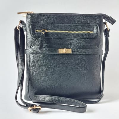 dames crossbody schoudertas zwart pu leer - 6 vakken - ruime en handzame kunstleren tas voor dagelijks gebruik