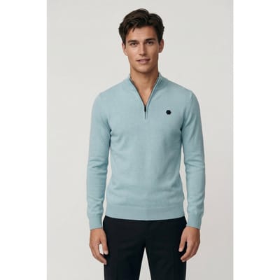 No Excess Pullover Half Zip Melange Ice Maat: XXL | Sweaters Outlet | Heren | Blauw