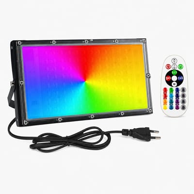 OUYLAF Breedstraler 100 W - 1stuk -RGB schijnwerper - IP65 waterdicht - LED Breedstraler -led breedstraler stekker -Buitenverlichting -met afstandsbediening - voor balkon, tuin, sfeerverlichting