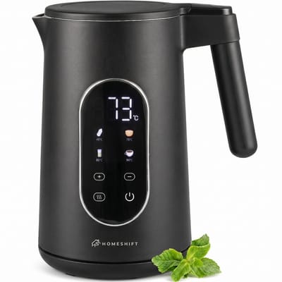 HomeShift® Waterkoker met Temperatuurregeling - Warmhoudfunctie - Dubbelwandig - Elektrisch - 1,7 Liter - 2200W - Zwart
