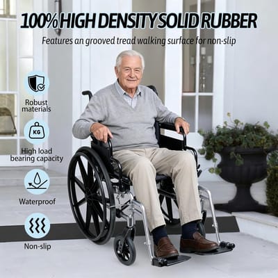 Deurdrempelhelling voor robotstofzuiger en rolstoel, zelfklevend en belastbaar tot 800 kg, ideaal voor kinderwagens (zwart, 200 x 8 x 3 cm)