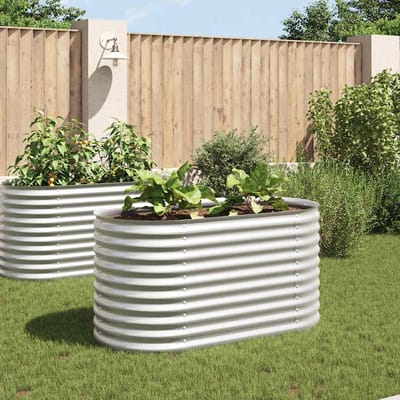 vidaXL - Plantenbak - verhoogd - 160x80x81 - cm - gegalvaniseerd - staal - zilver