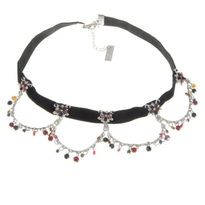 Behave - Zwarte velours choker - Speels accent met kleurrijke kralen
