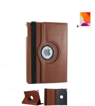 Hoesje iPad 7 10.2 2019 - 10.2 inch - Hoesje iPad 8 10.2 2020 - Hoesje iPad 9 10.2 2021 - iPad 10.2 Bookcase Hoes - Screen Protector iPad 10.2 - Bruin Hoesje + Tempered Glass