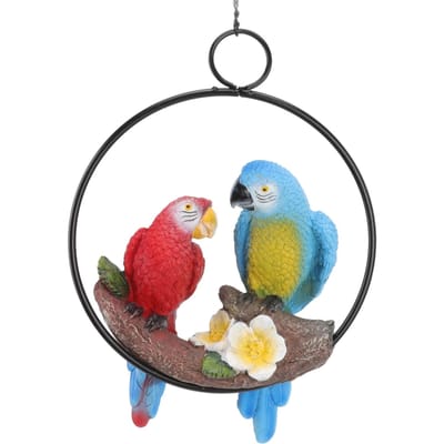 Tuinijzeren Ring Papegaai Hanger Hars Vogel Model Ambachten Courtyard Balkon Decoraties Kleine Rode Blauwe Ara gray