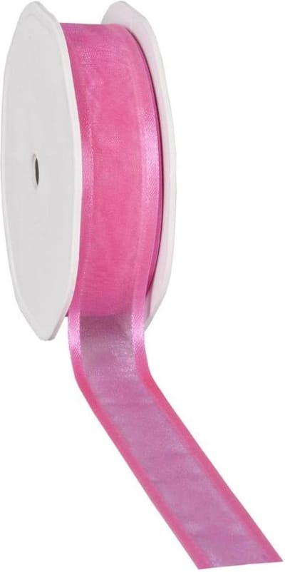 Satin edge Organzalint Fuchsia – 25 mm × 25 m – Organza