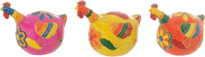 J-Line decoratie Kip Bloemen - polyresin - mix - medium - 3 stuks
