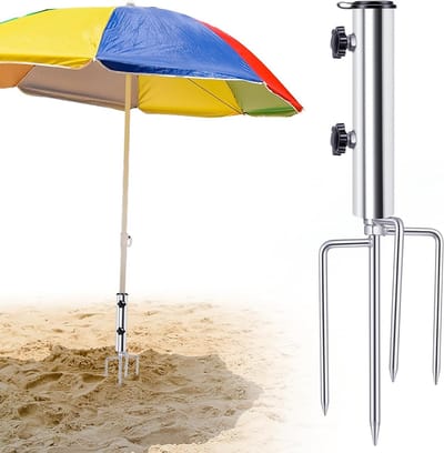 Grondpen voor Parasol met 4 Grondspikes - Ideaal voor Strand, Tuin en Campingactiviteiten