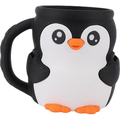 Support pour Pot de Glace en PLA Motif Pingouin de Dessin Animé Manchon Isolé pour Pot de Glace avec 2 Cuillères pour la Maison