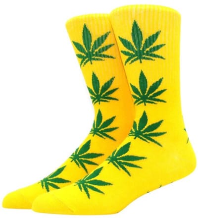 CHPN - Wiet sokken - Weed socks - Cadeau - Sokken - Geel/Groen- Unisex - One size - 36-46