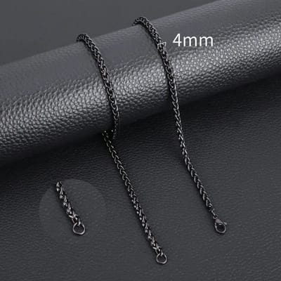 Aramat Jewels | Halskettingen | Zwarte Vossenstaart Ketting RVS – Stoere Schakelketting Staal Unisex | 4mm / 75cm |75cm | | Staal | Volwassenen | Verkleurd niet