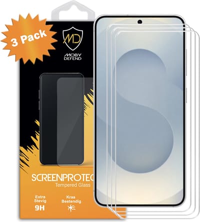 3-Pack MobyDefend Screenprotectors - Geschikt voor Samsung Galaxy S25 - Case-Friendly Screensavers - Gehard Glas
