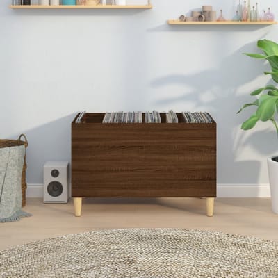 vidaXL - Platenkast - 74,5x38x48 - cm - bewerkt - hout - bruin - eikenkleur