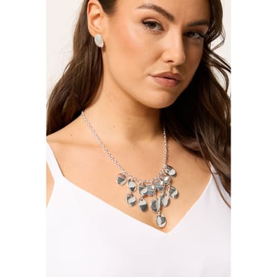 Yours Zilverkleurige Ovale Ketting En Oorbellensetsize One Size