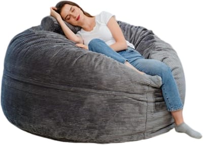 Zitzak Stoel - Lounge Stoel - Ontspannen Thuis - Gezellig Corduroy - 112x68cm - Donkergrijs