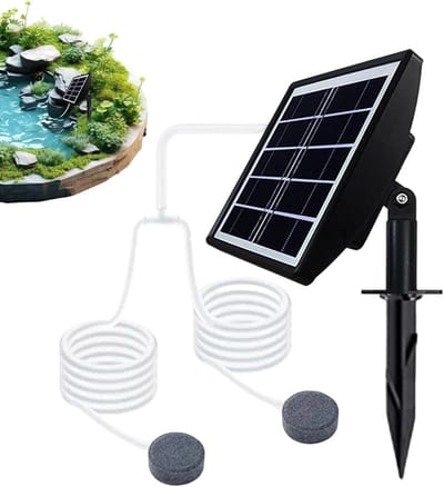 VHV - Zuurstofpomp vijver - Vijverbeluchter zonne energie - Solar luchtpomp - Zuurstofvoorziening - Waterdicht - Voor vissen en tuinvijver - Voor buiten - 14*13*20cm - Wit