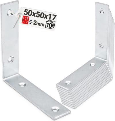 LUN FIX - Stoelhoekconstructiehoek - 10 stuks - Smalle hoekverbinder - 90 graden - Houtverbinder 50x50x17x2 mm