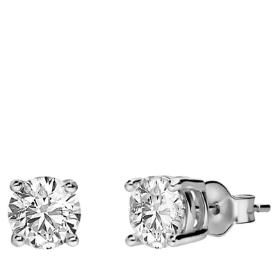 Lucardi - Unisex Zilveren oorbellen rond 6mm met zirkonia - Oorbellen - 925 Zilver - Zilverkleurig