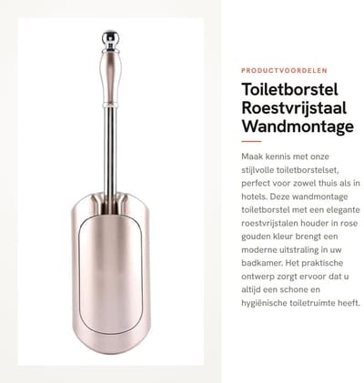 Dailygoods- Toiletborstel Roestvrij staal - Borstelhouder - Wandmontage - Reinigingsborstelset - Eenvoudig te installeren - Lengte handvat 26,8 cm - Badkamerborstel