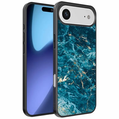 Geschikt voor iPhone Air Telefoonhoesje met marmer opdruk - TPU backcover case blue marble design - Blauw - Smartphonica geschikt voor iPhone 17 Air