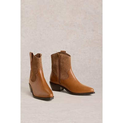 White Stuff Beau Western Boot Mid Tan Taglia: 3 | Stivali Outlet | Donna