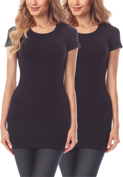 Merry Style Damesverlengband voor overhemden T-shirts – XS - Zwart/Zwart (2Pack) - MS-MS10-202-BB