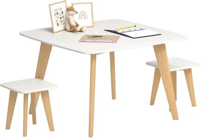 Kindertafel met 2 Stoelen Wit - Complete Speelset voor Kinderkamer en Kleuteronderwijs