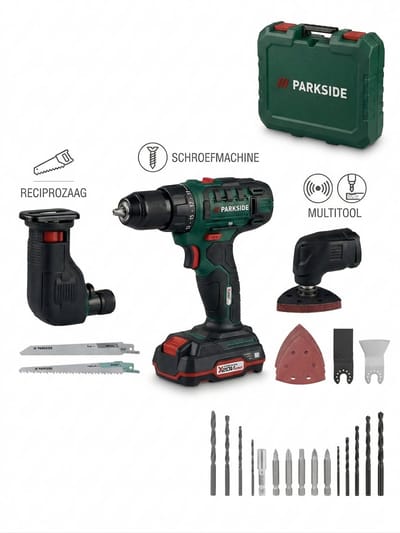 PARKSIDE® Accu-combitool 20 V met accu en lader - Eén apparaat, drie functies: schroefmachine, decoupeerzaag en multitool