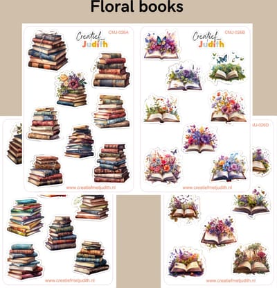 Bullet Journal Stickers - Planner Agenda Stickers - Boeken stickers - 4 stickervellen - Lezen - Scrapbook stickers - Deco stickers - Bloemen en vlinders - Stickers volwassenen en kinderen