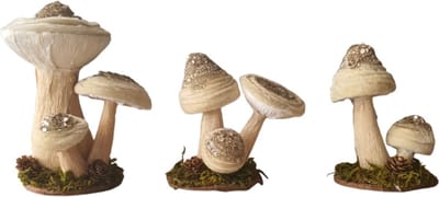 House of Seasons Decoratieve beeld paddenstoelen Set van 3 creme kleur , de grootste maat is L15xB11,5xH17cm
