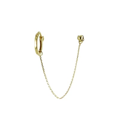 New Bling 9NBSAM-G200002 Gouden Ooring met Oorknop - Met Ketting - Oorring 11 x 1,5 mm - Bolletje 3,3 mm Doorsnee - Goud