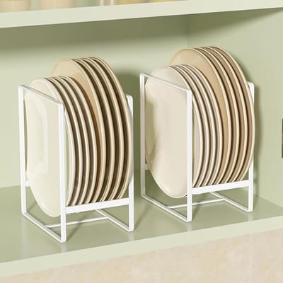 Allecta - Multifunctionele bordenstandaard en organizer voor keukenkast - wit - 2 stuks