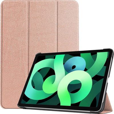 Hoes - Geschikt voor Apple iPad Air 4 (2020) - 10.9 inch - 4e Generatie - Dun & Stevig - Trifold Bookcase - Hard Cover - Hardcover Book Case - Tablet Hoesje - Rosé goud
