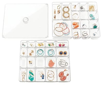 Juwelenbox - Opbergdoos voor sieraden en accessoires - Set van 3 - Inclusief 2 trays en deksel - Transparant