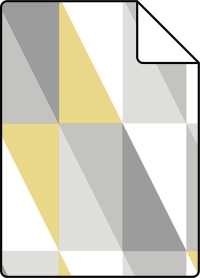 Proefstaal ESTAhome behang grafische driehoeken okergeel en grijs - 26.5 x 21 cm - 138921-S