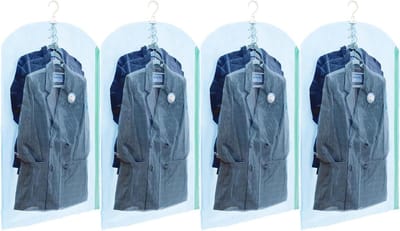 TAILI Opknoping vacuüm opbergzakken - Kleding opbergen - 4 packs - 105x70cm - Korte vacuüm jaszakken - Pakken, Jassen, Jurken - Kast organizer - Ruimtebesparend - Blauw