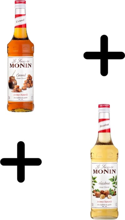 Monin Koffiesiropen VOORDEELPACK 1x Caramel 70cl + 1x Hazelnut 70cl