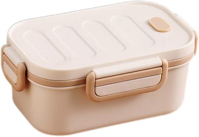 Lunchbox Volwassenen - Broodtrommel Lekvrij - 1000 ml 2-laags - Stapelbaar Ontwerp PP Materiaal - Kantoor School Reizen - Beige
